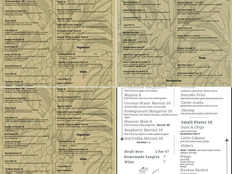 Coco Bistro Kitchen & Lounge Menu