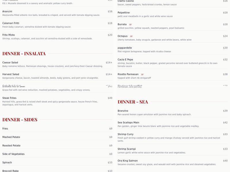 Cafe Red Menu