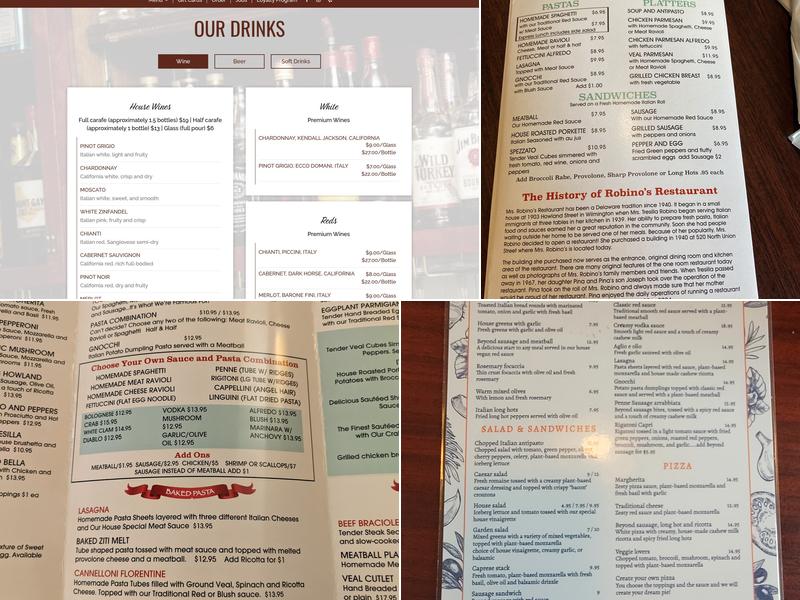 Mrs. Robino's Restaurant Menu