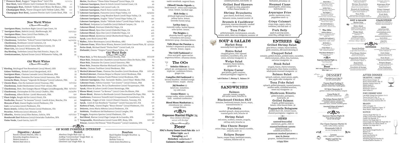 Eclipse Bistro Menu