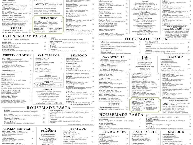 Capers & Lemons Menu
