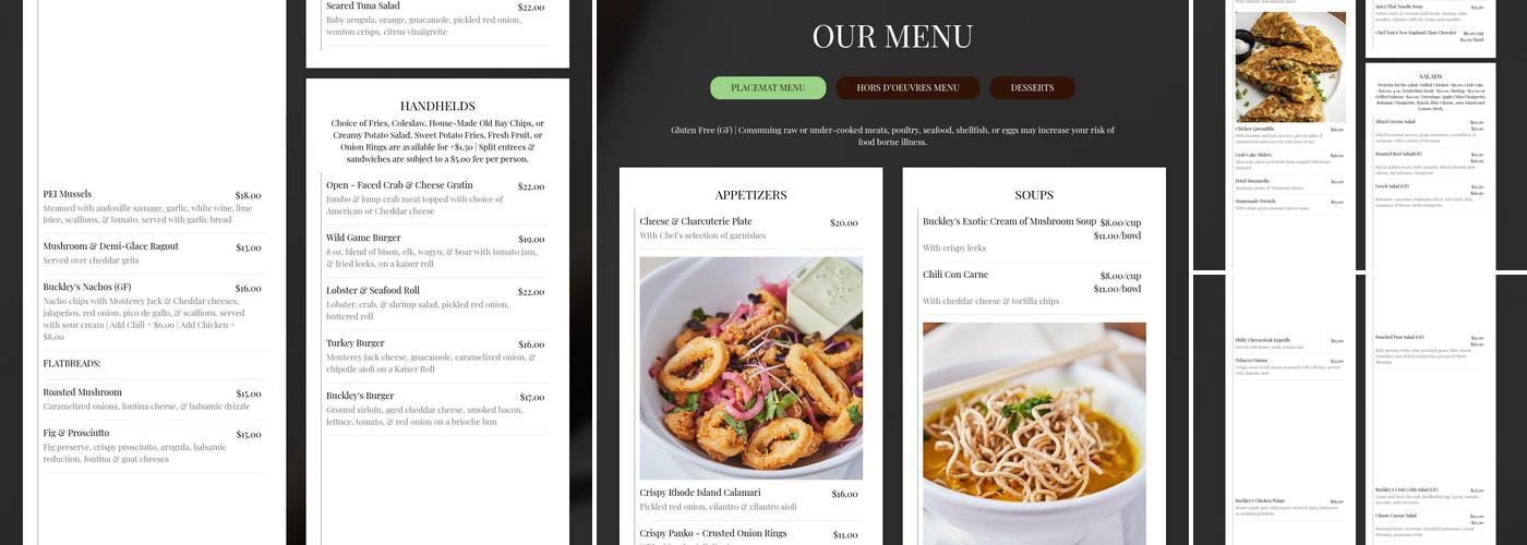 Buckley's Tavern Menu