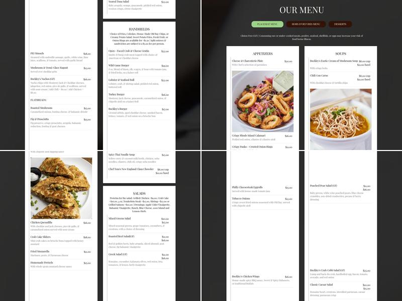 Buckley's Tavern Menu