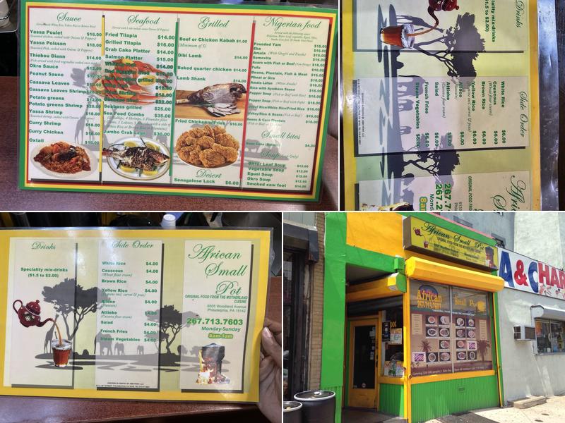 African Small Pot Menu