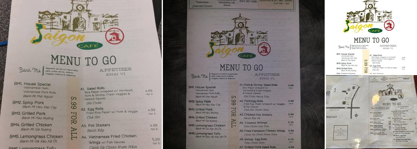 Saigon Cafe Menu