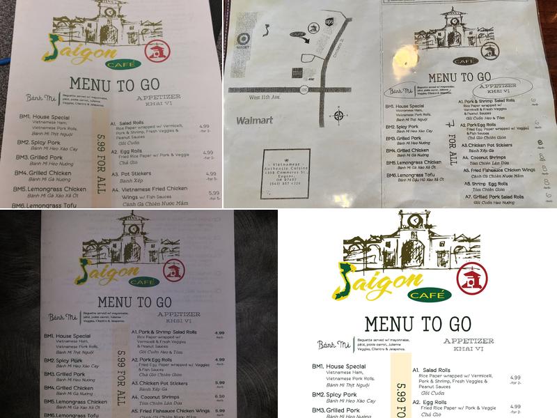 Saigon Cafe Menu
