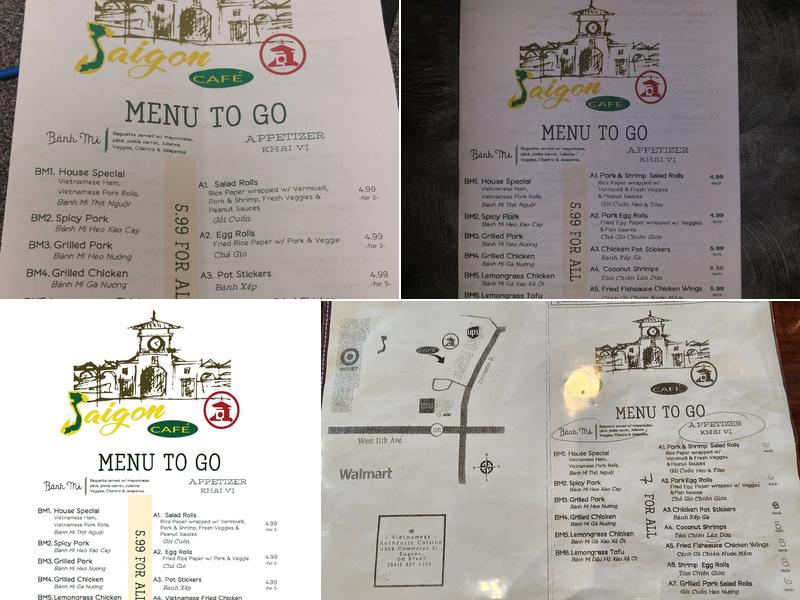 Saigon Cafe Menu