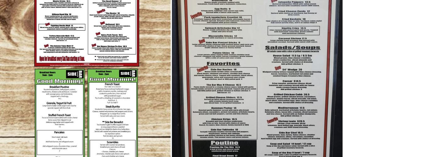 Baileys Cafe and bottle shop Menu