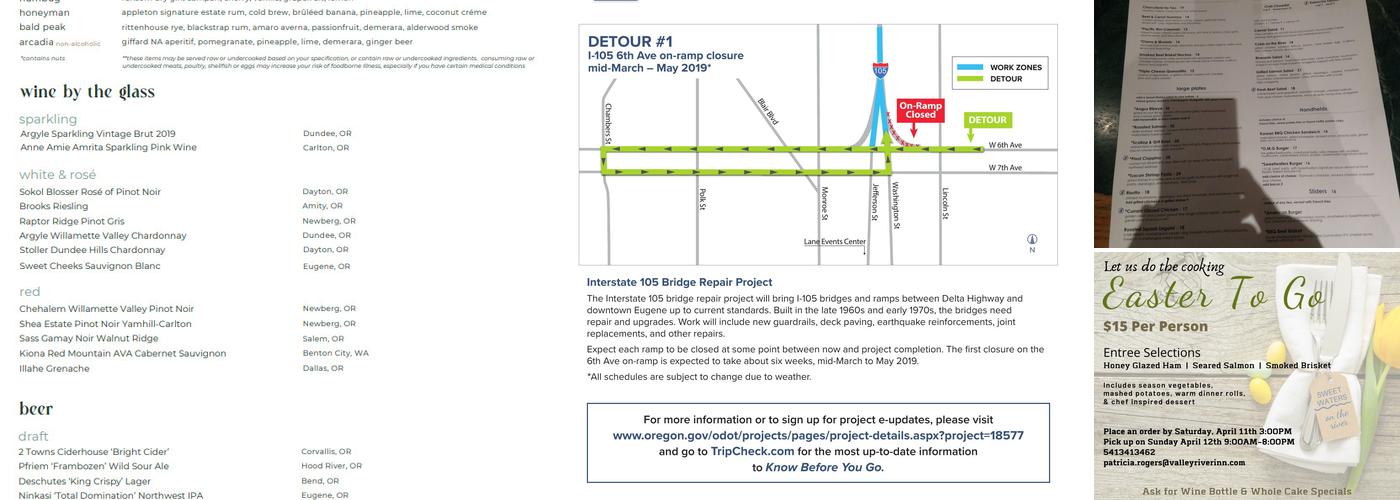 SweetWaters on the River Menu
