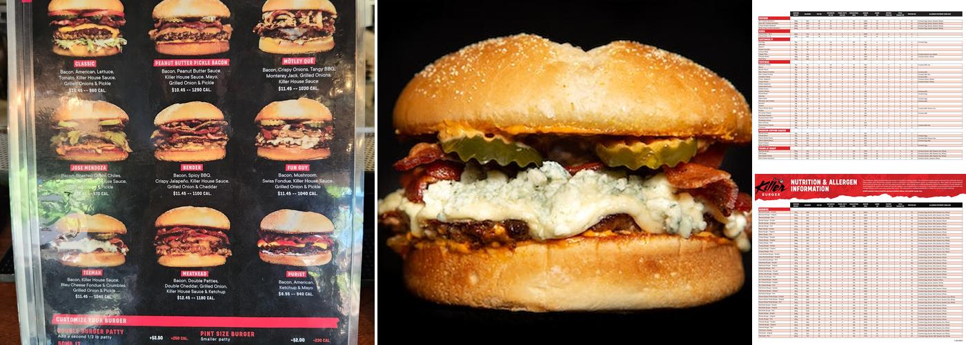 Killer Burger Menu