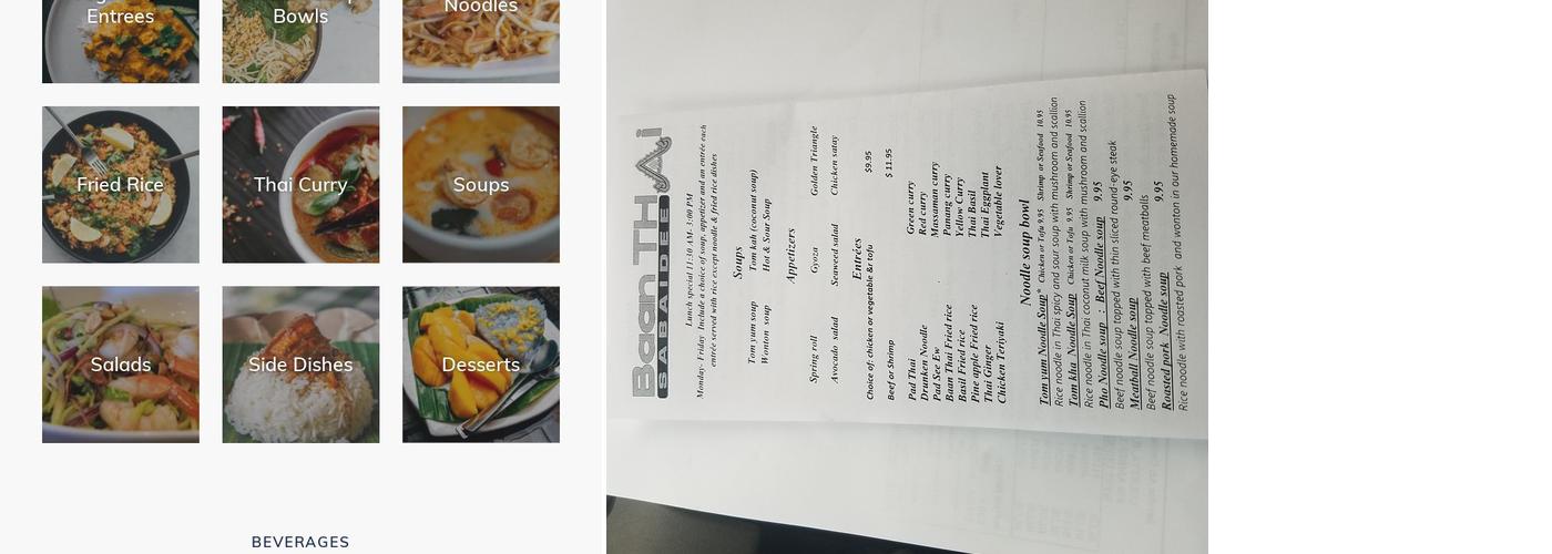 Baan Thai Sabaidee Menu