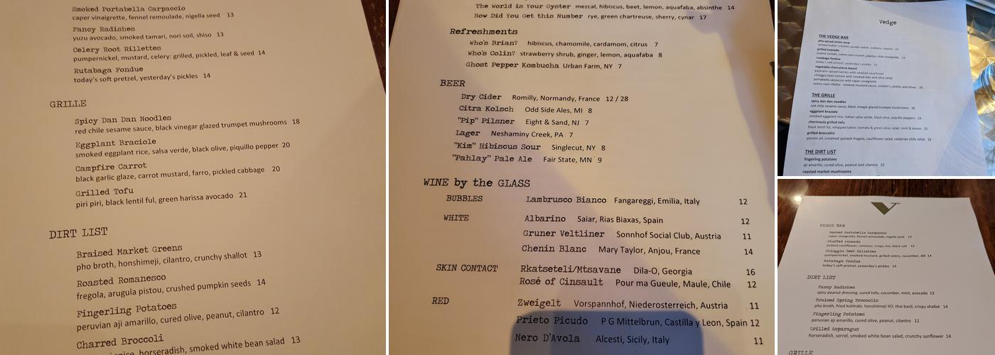 Vedge Menu