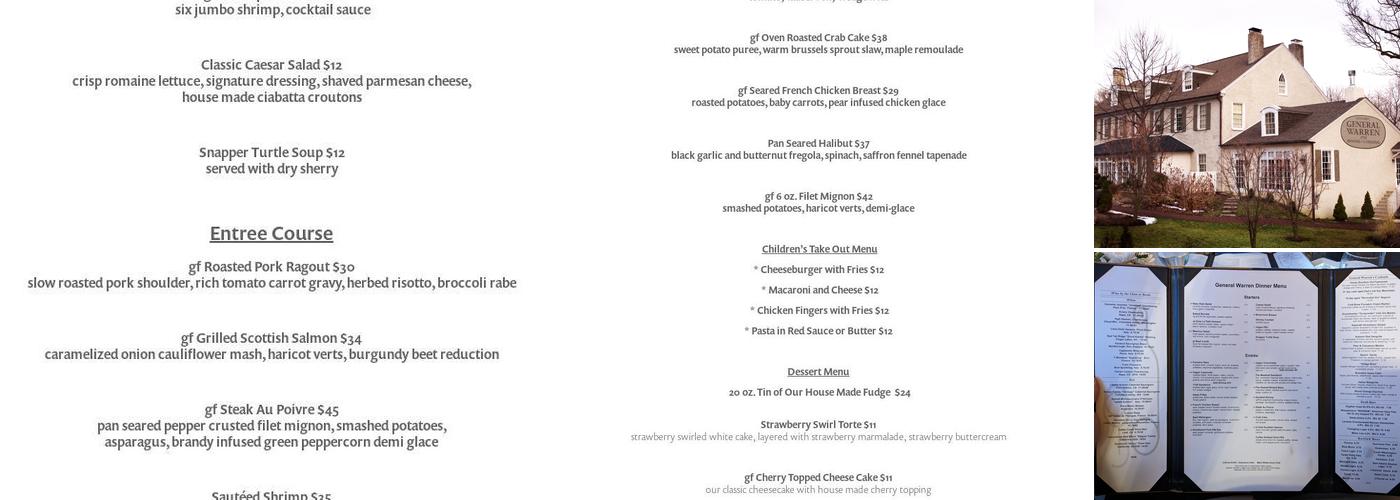 General Warren Menu