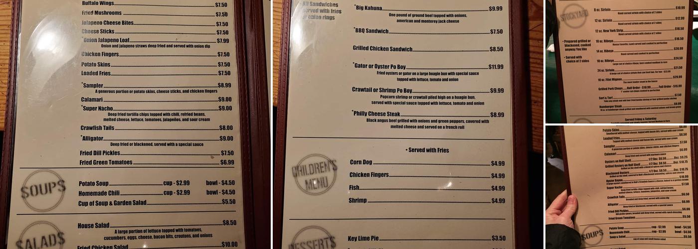 Hub's Restaurant Menu