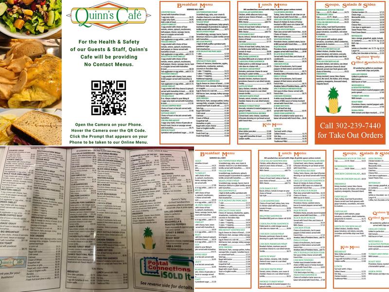 Quinn's Cafe Menu