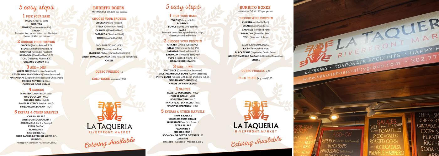 La taqueria Santa Fe -riverfront market Menu