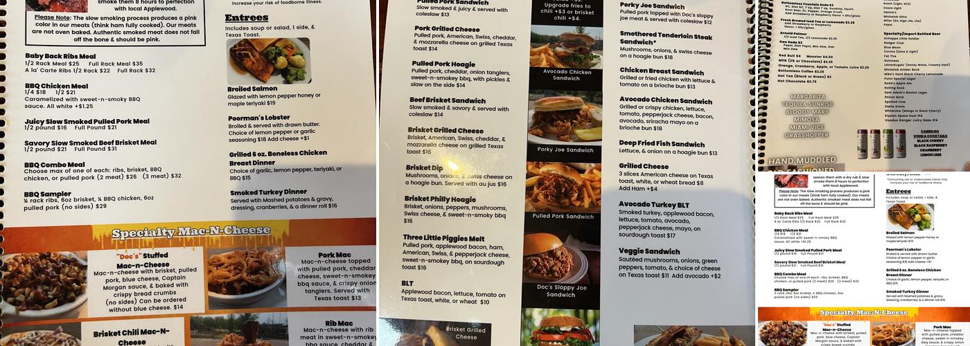 Timeline Saloon & BBQ Menu