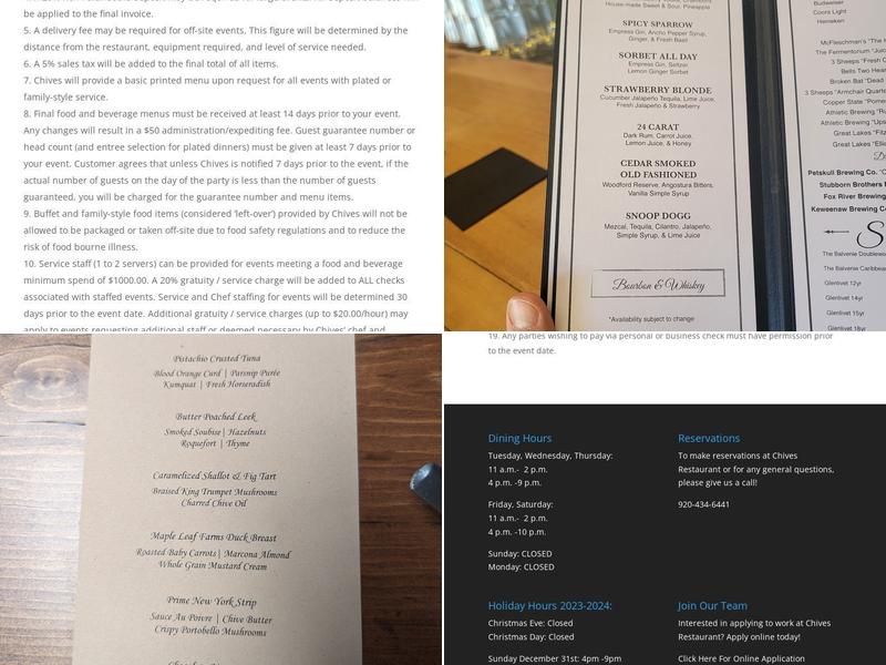 Chives Restaurant Menu