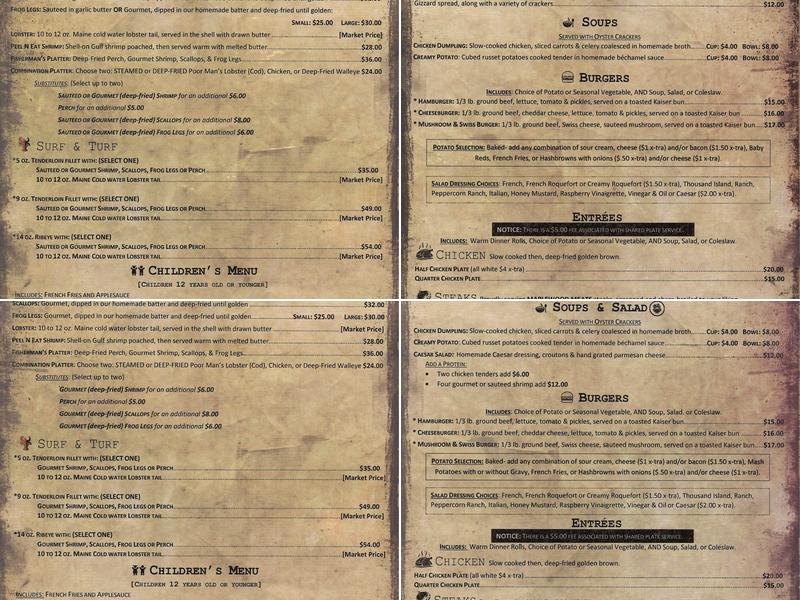 Kropp's Supper Club Menu