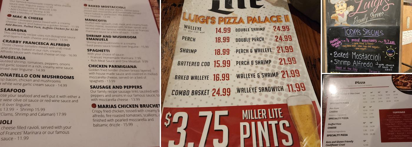 Luigi's Pizza Palace II Menu