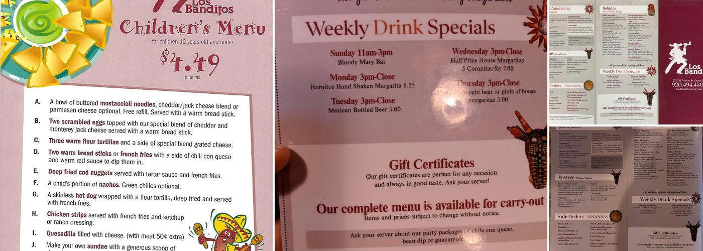 Los Banditos Menu