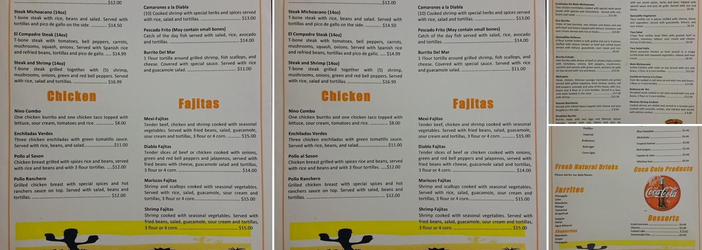 Taqueria Los Compadres Menu
