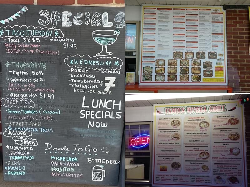 Famous Rivera Grill Menu