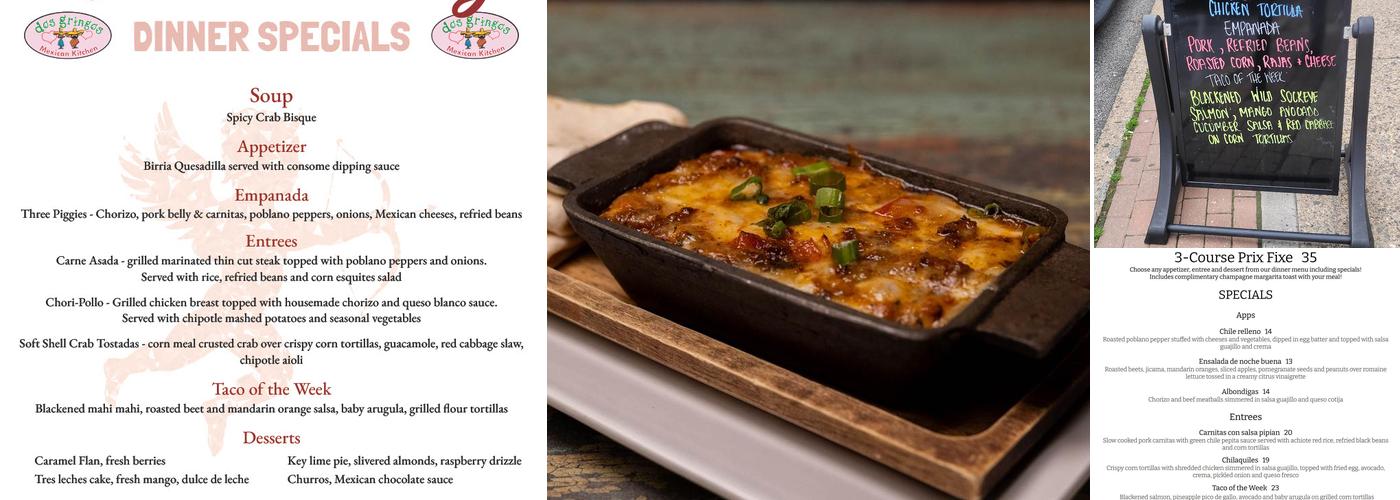 Dos Gringos Mexican Kitchen Menu