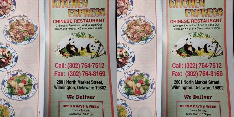 Kitchen Express Menu