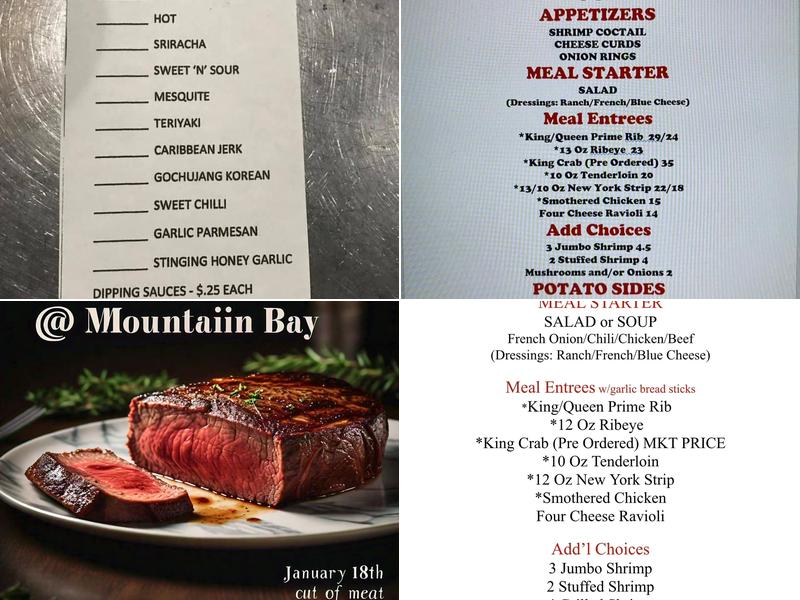 Mountain Bay Bar & Grill Menu