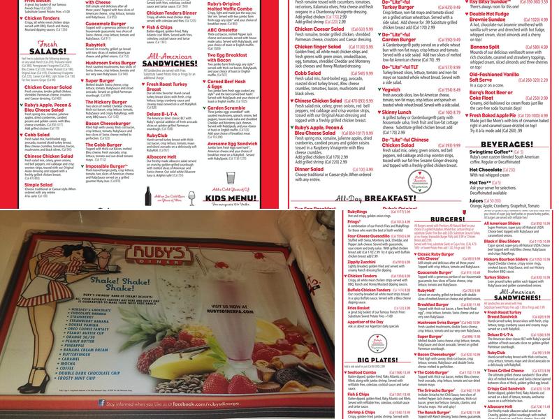 Ruby's Diner Menu
