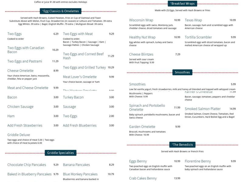 Terrace Diner Menu