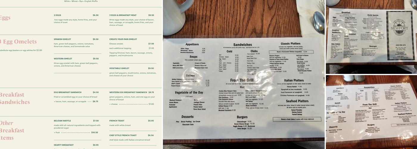 Newport Family Restaurant in Graystone Plaza Menu