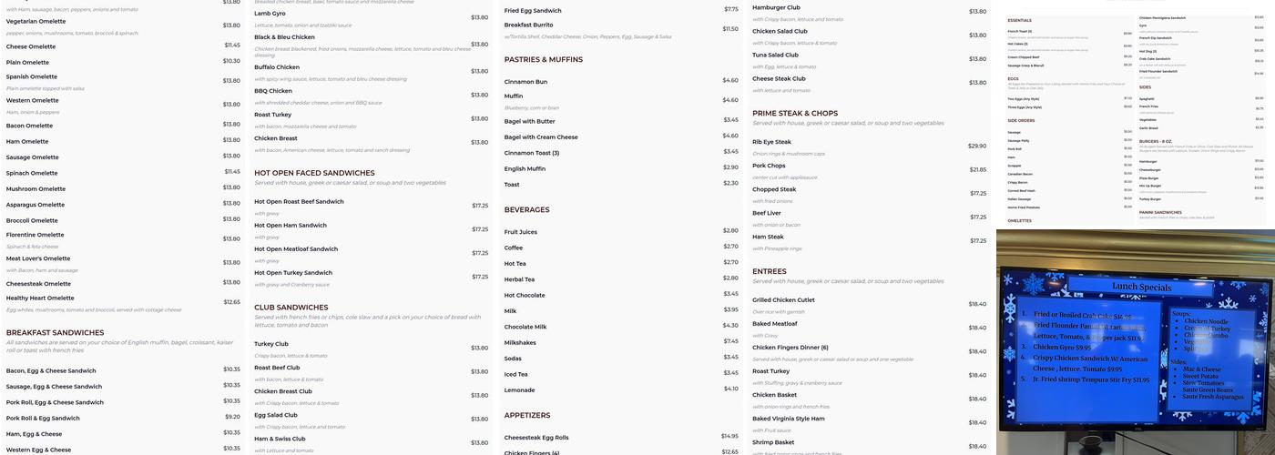 Deepwater Diner Menu