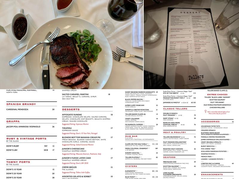 Tellers: An American Chophouse Menu