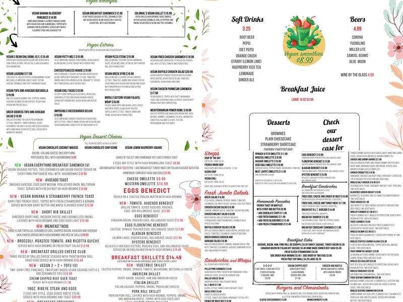 Colonial Diner Menu