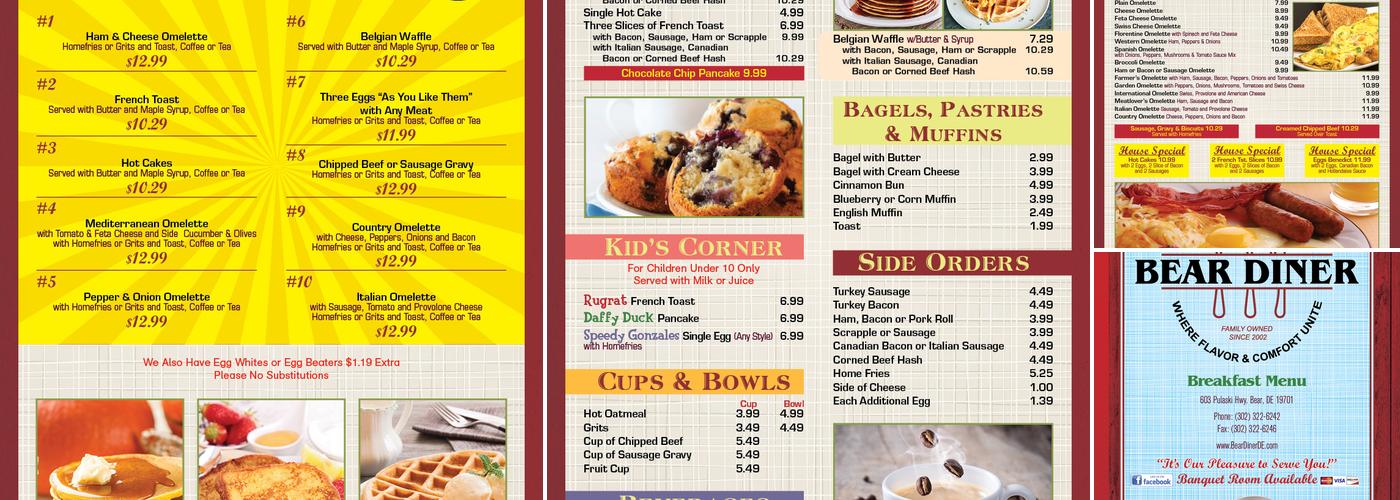 Bear Diner Menu
