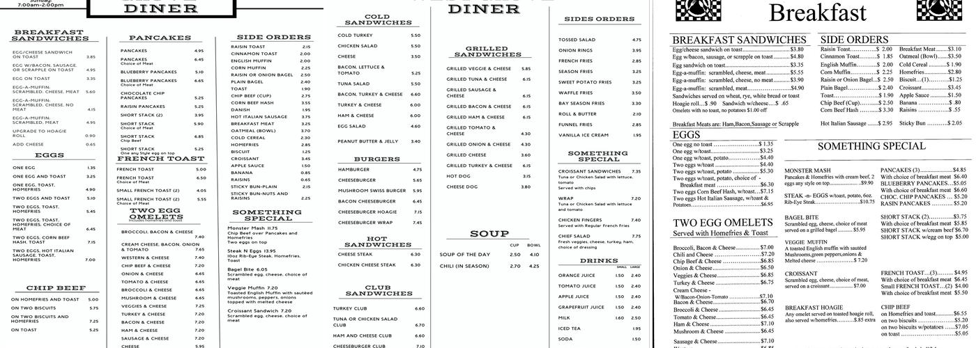 West Grove Diner Menu