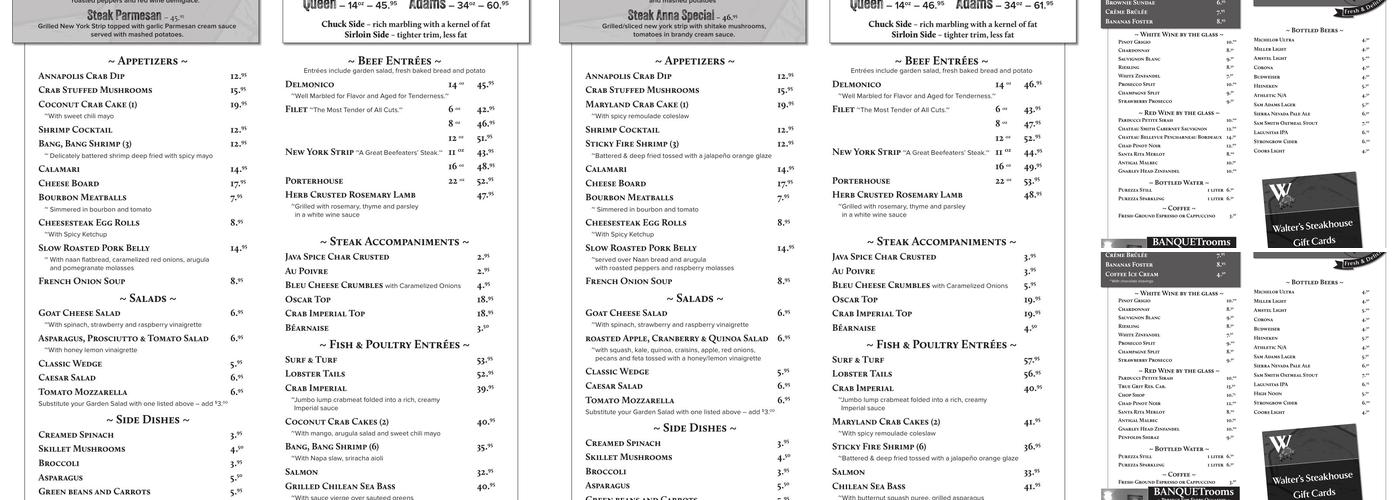 Walter's Steakhouse Menu
