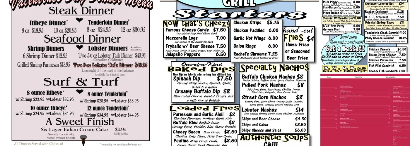 Rachel's Roadside Bar & Grill Menu