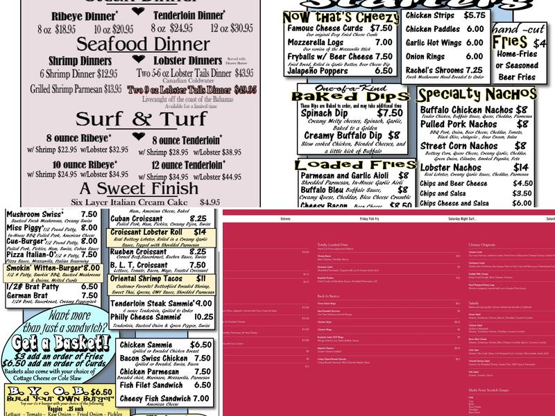 Rachel's Roadside Bar & Grill Menu