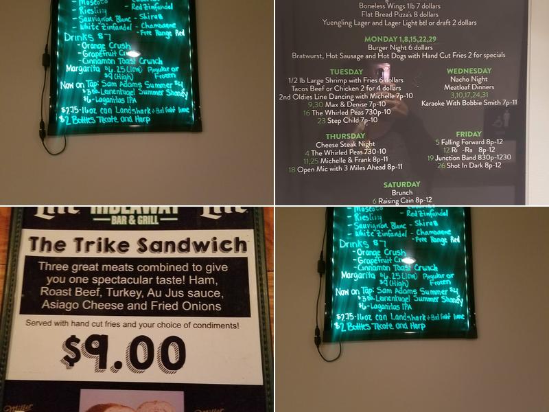 Hideaway Bar & Grill Menu