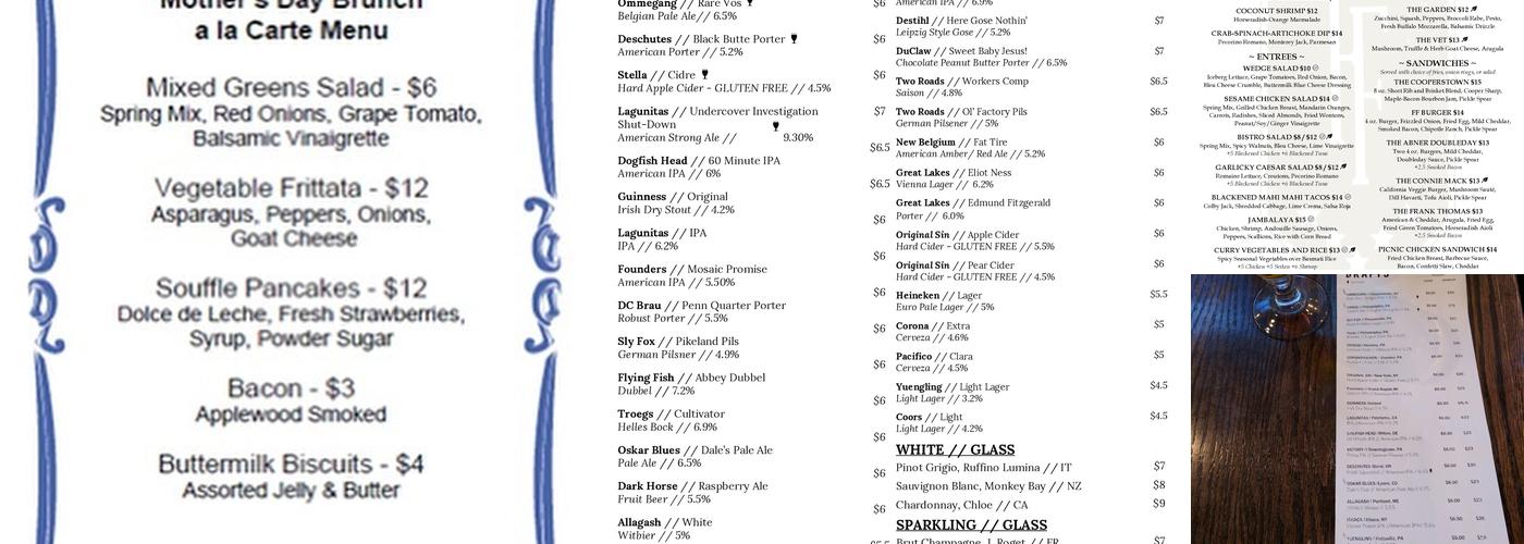 Founding Fathers Sports Bar & Grill Menu