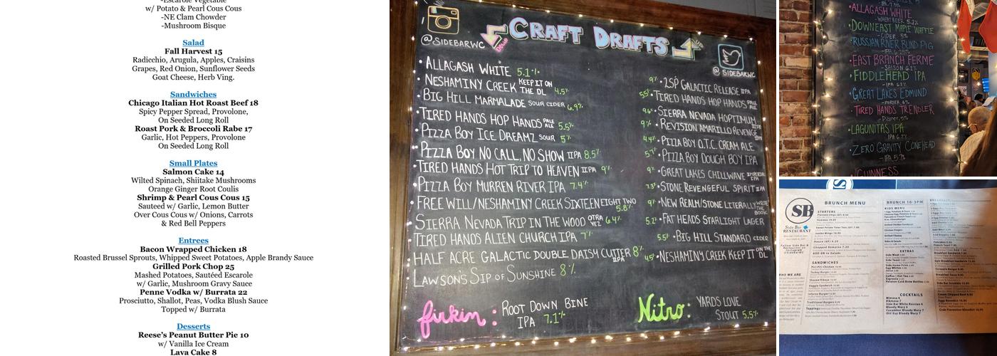 Side Bar & Restaurant Menu