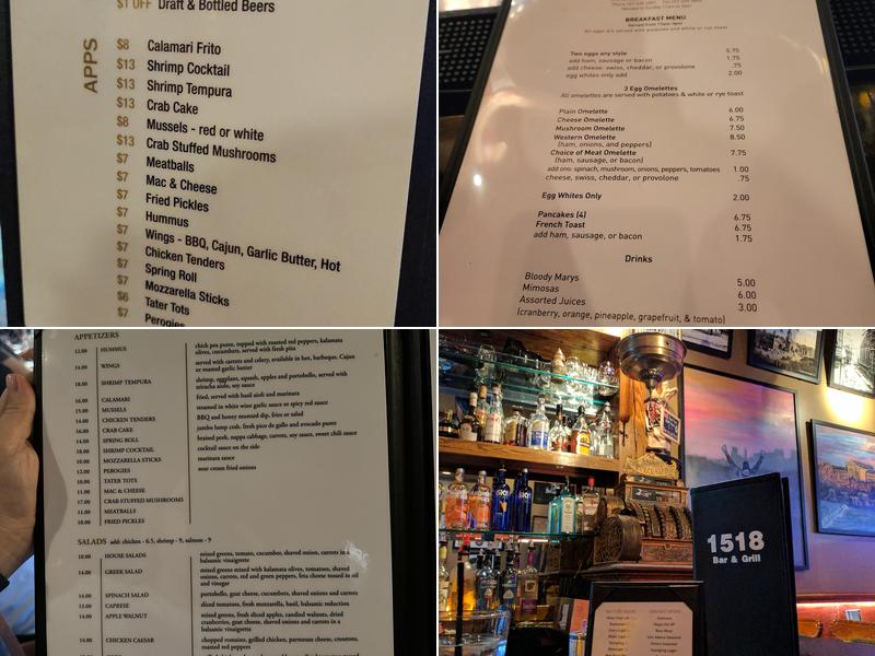 1518 Bar & Grill Menu