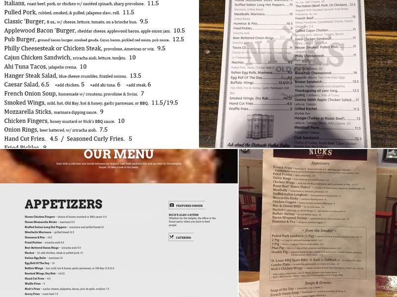 Nick's Roast Beef Bar & Grille Menu