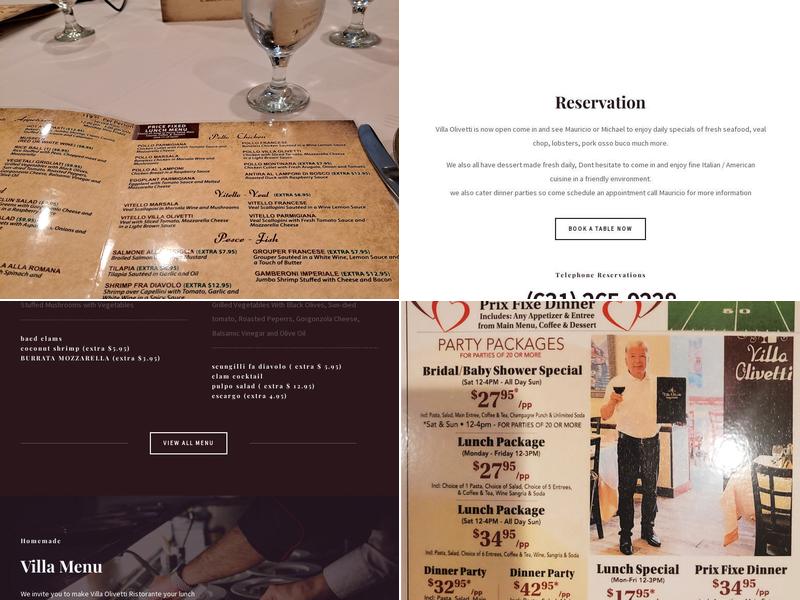 Villa Olivetti Menu