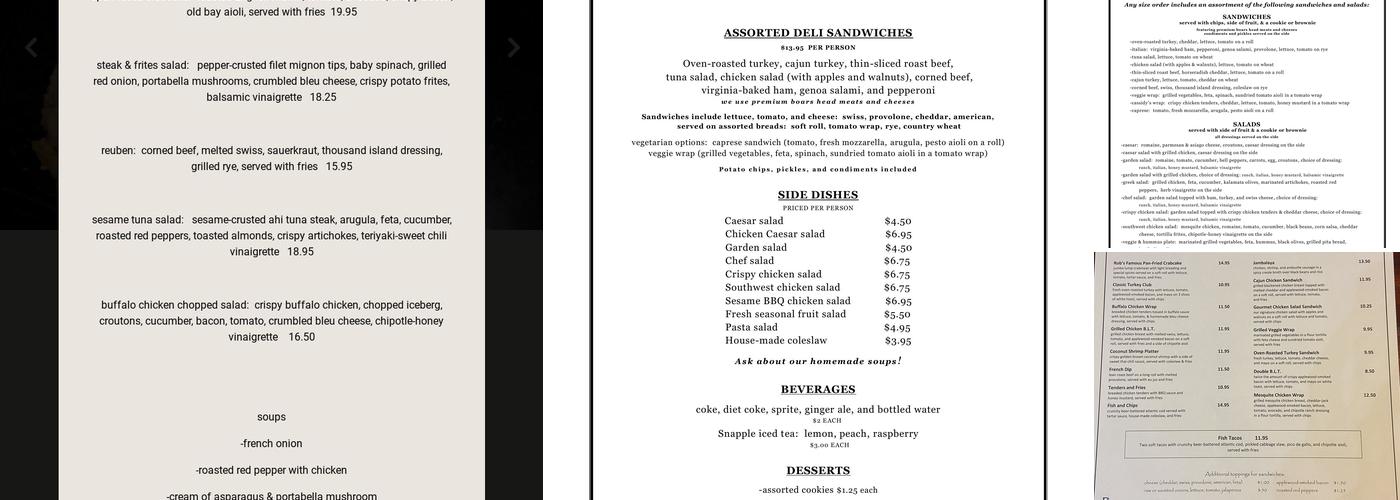 Cavanaugh's Restaurant Menu