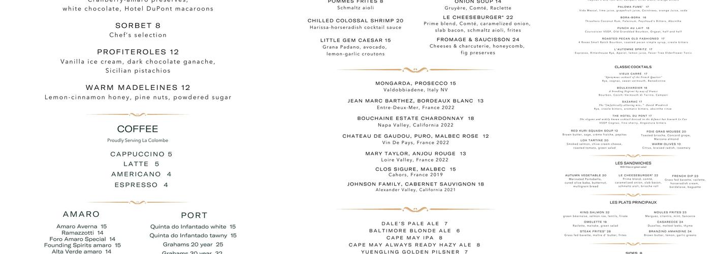Le Cavalier Menu
