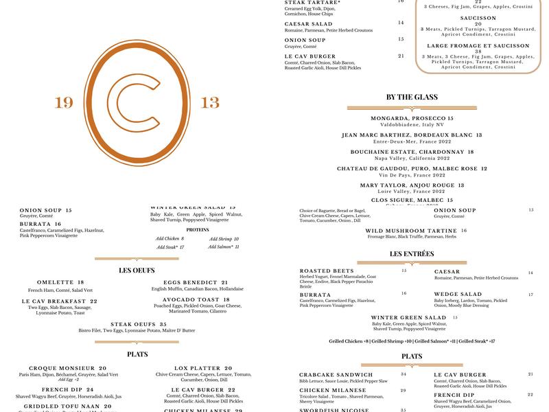 Le Cavalier Menu
